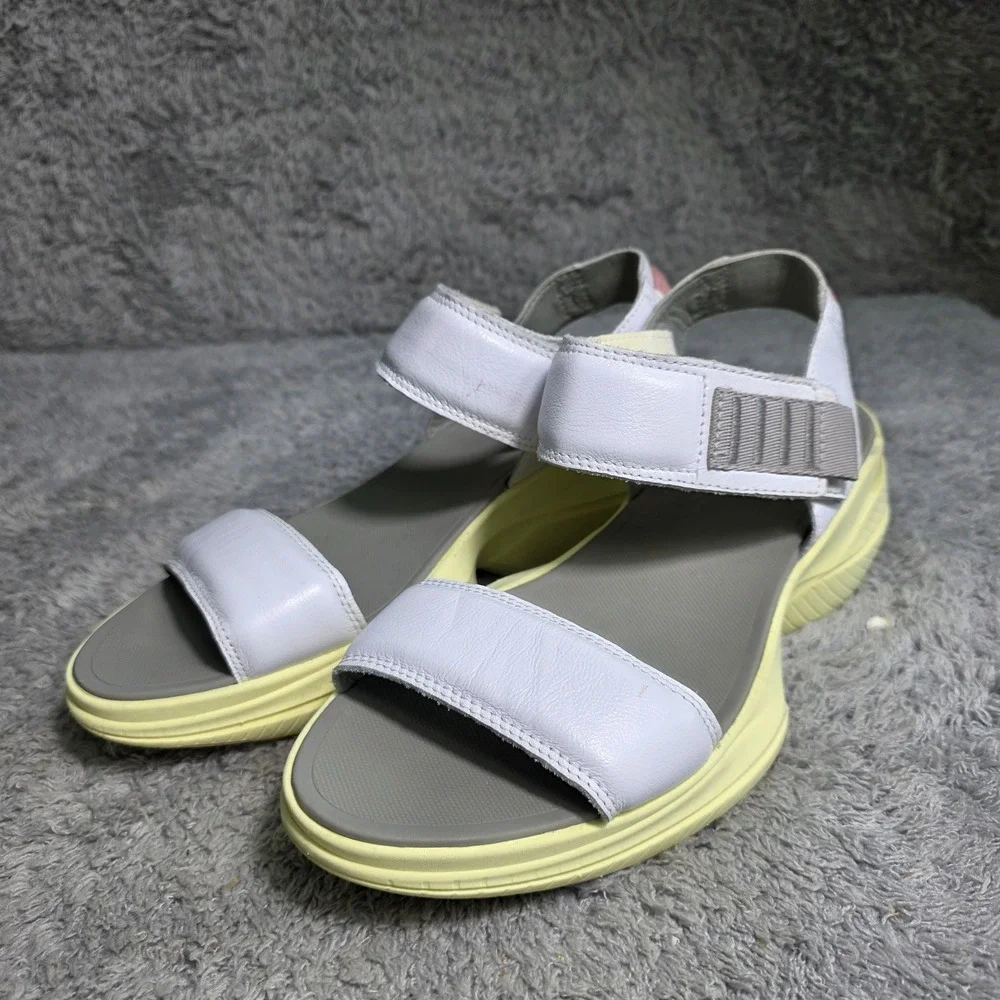 Sorel Explorer Blitz‎ Sandal White Leather Platform Sporty Women 8.5 Excellent
